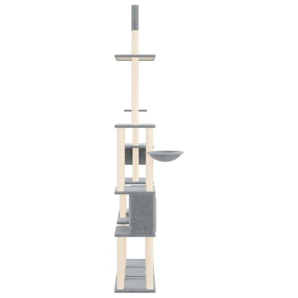 vidaXL Cat Tree with Sisal Scratching Posts Light Grey 279 cm