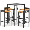 vidaXL 5 Piece Garden Bar Set Black Poly Rattan& Solid Wood Acacia