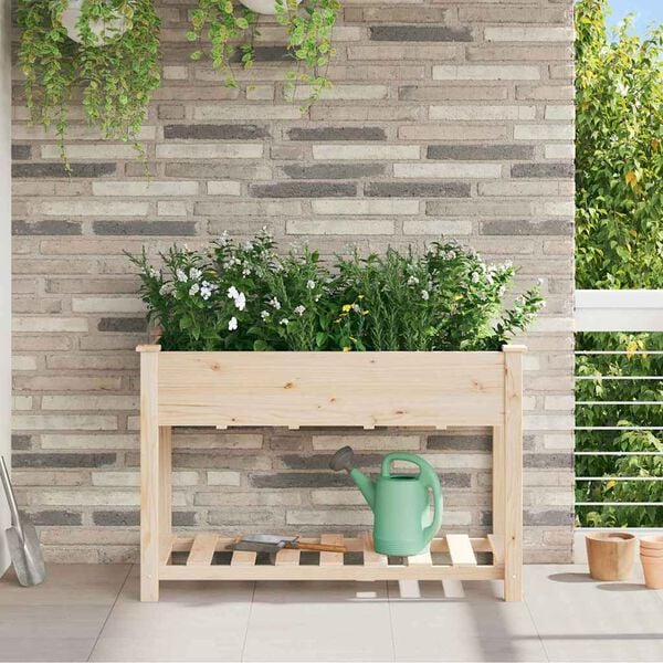 vidaXL Garden Planter Beige 115 x 59 x 76.5 cm Solid Fir Wood