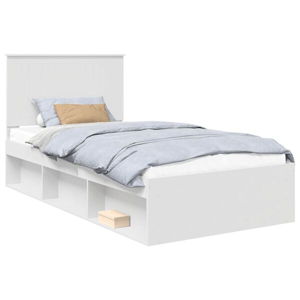 vidaXL Bed Frame with Headboard White 100 x 200 cm Solid Pine Wood