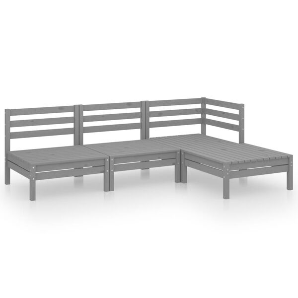 vidaXL 4 Piece Garden Lounge Set Solid Pinewood Grey