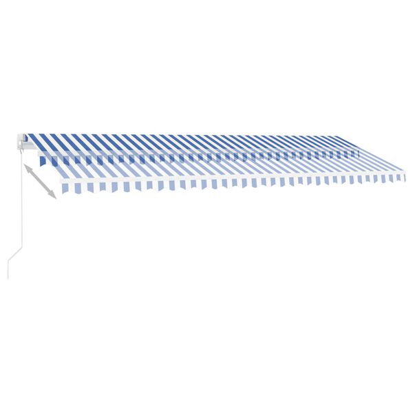 vidaXL Manual Retractable Awning with LED 500x300 cm Blue and White
