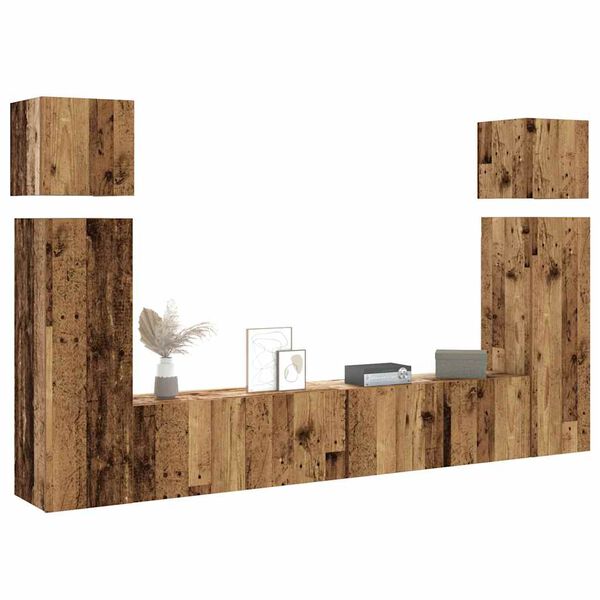 vidaXL 8 Piece TV Cabinet Set Wall-mounted Old Wood Engineered Wood