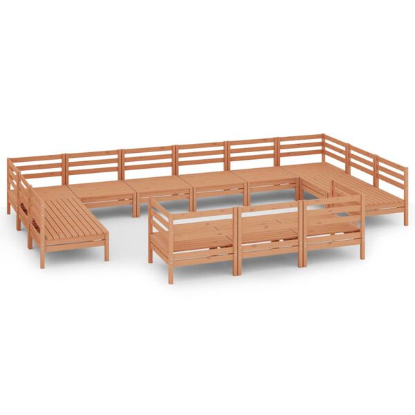 vidaXL 13 Piece Garden Lounge Set Honey Brown Solid Wood Pine