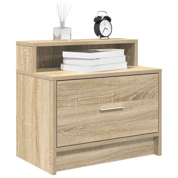 vidaXL Bedside Cabinet with Drawer Sonoma Oak 51x31x47 cm