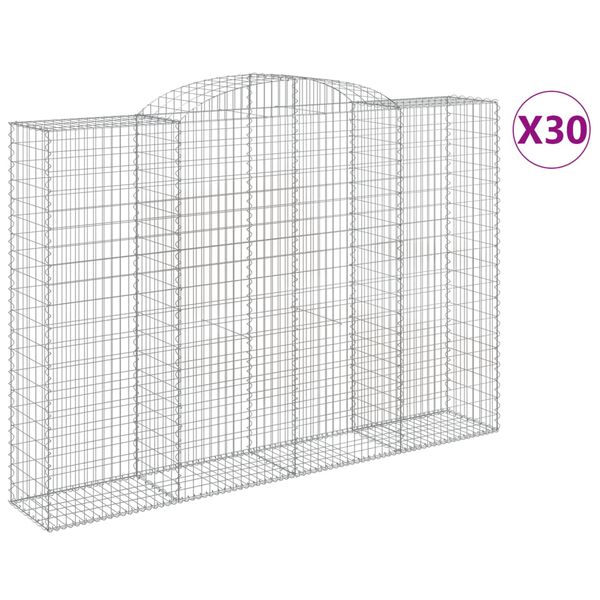 vidaXL Arched Gabion Baskets 30 pcs 300x50x200/220 cm Galvanised Iron