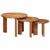 vidaXL Nesting Coffee Tables 3 pcs Brown Solid Acacia Wood