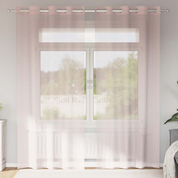 vidaXL Voile Curtains with Grommets 2 pcs Light Pink 140x225 cm