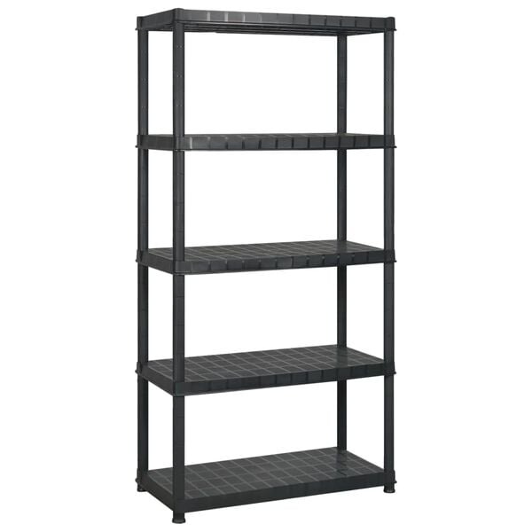 vidaXL Storage Shelf 5-Tier Black 340x40x185 cm Plastic