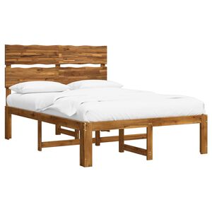 vidaXL Double Bed Frame with Headboard ROSTOCK Natural 137 x 190 cm