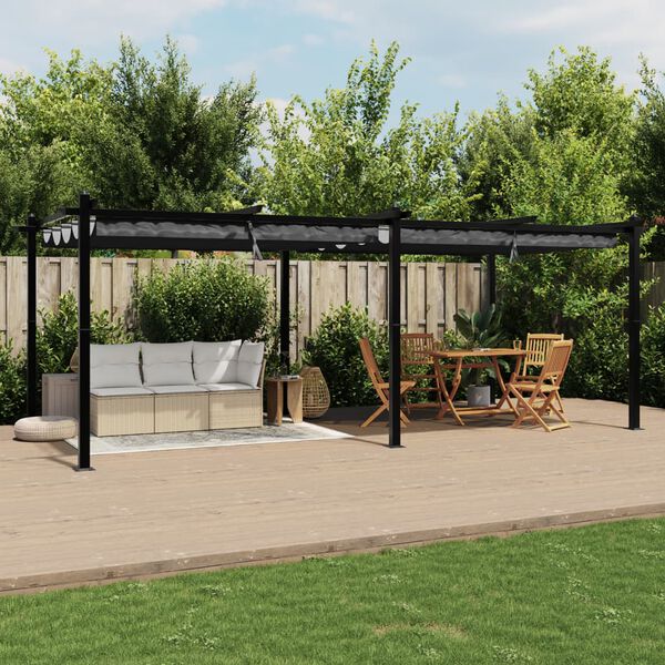 vidaXL Garden Gazebo with Retractable Roof Anthracite 3x6 m Aluminium