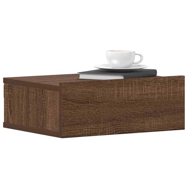 vidaXL Floating Nightstand Brown Oak 40x30x15 cm Engineered Wood