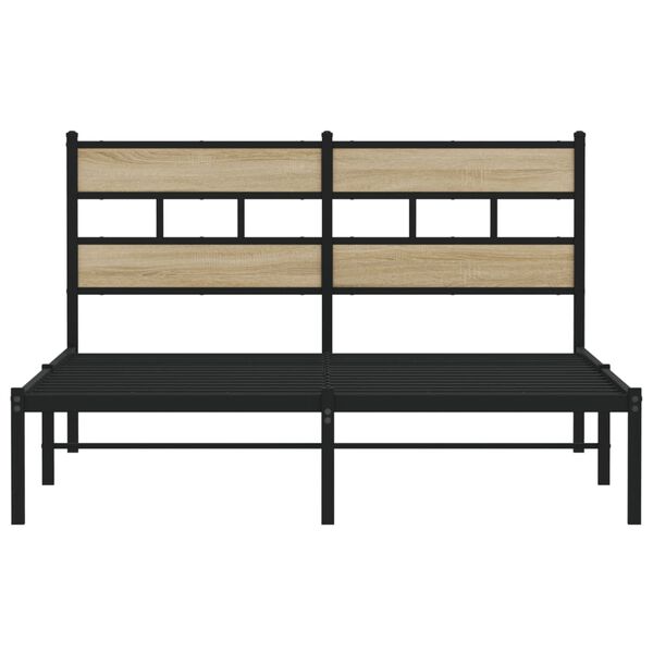 vidaXL Metal Bed Frame without Mattress Sonoma Oak 160x200 cm