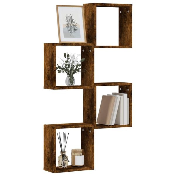 vidaXL Wall Cube Shelves 4 pcs Smoked Oak 30x15x30 cm