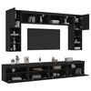 vidaXL 8 Piece TV Wall Cabinet Set with LED Lights Black