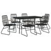 vidaXL 7 Piece Garden Dining Set Black PVC Rattan