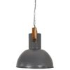 vidaXL Industrial Hanging Lamp 25 W Grey Round Mango Wood 42 cm E27