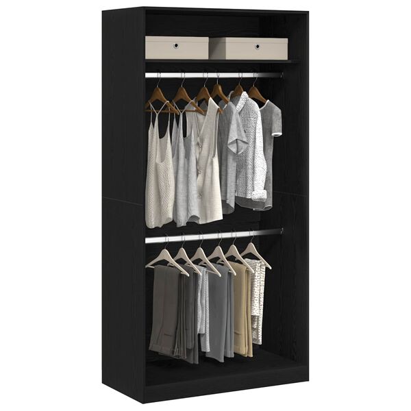 vidaXL Wardrobe with Shelf Black Oak 100 x 50 x 200 cm Engineered Wood