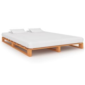 vidaXL Pallet Bed Frame without Mattress Wax Brown 140x200cm Solid Wood