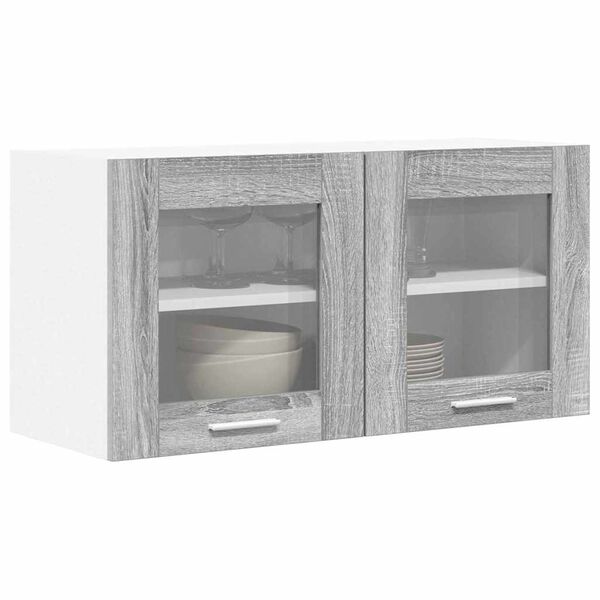 vidaXL Hanging Cabinet with Door Grey Sonoma and White 80 x 31 x 40 cm