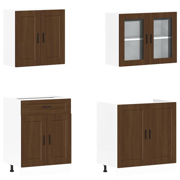 vidaXL 4 Piece Kitchen Cabinet Set Porto Brown Oak Engineered Wood
