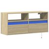 vidaXL TV Wall Cabinet with LED Lights Sonoma Oak 100x31x45 cm