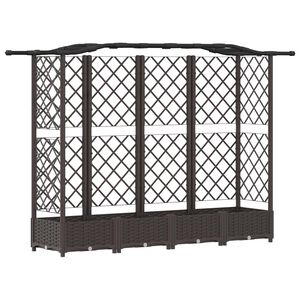 vidaXL Raised Bed with Trellis and Roof Brown 203.5 x 40 x 123 cm PP