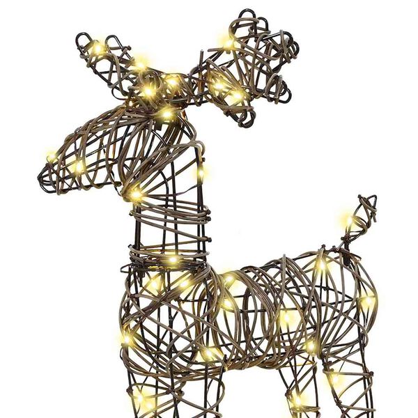 vidaXL Reindeer Pull Sleigh Warm White 52.5 x 28 x 32.5 cm Rattan