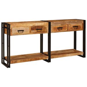 vidaXL Console Tables 2 pcs Brown 160 x 33 x 75 cm Solid Mango wood