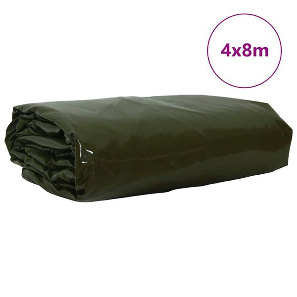 vidaXL Tarpaulin 650g / m&sup2; Olive Green 4 x 8 m Canvas with PVC Coating