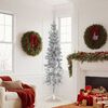 vidaXL Slim Artificial Half Christmas Tree with Stand Silver 180 cm