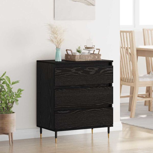 vidaXL Sideboard with Drawer Black Oak 60 x 35 x 70 cm Engineered Wood