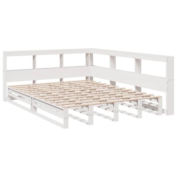 vidaXL Bookcase Bed without Mattress White 150x200cm Solid Wood Pine