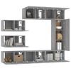 vidaXL 8 Piece TV Cabinet Set Grey Sonoma Engineered Wood
