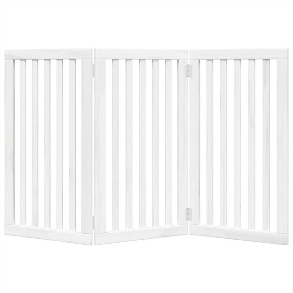 vidaXL Dog Gate Foldable 3 Panels White 150 cm Poplar Wood