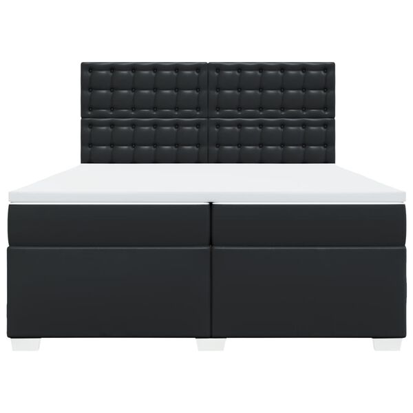vidaXL Box Spring Bed with Mattress Black 200x200 cm Faux Leather
