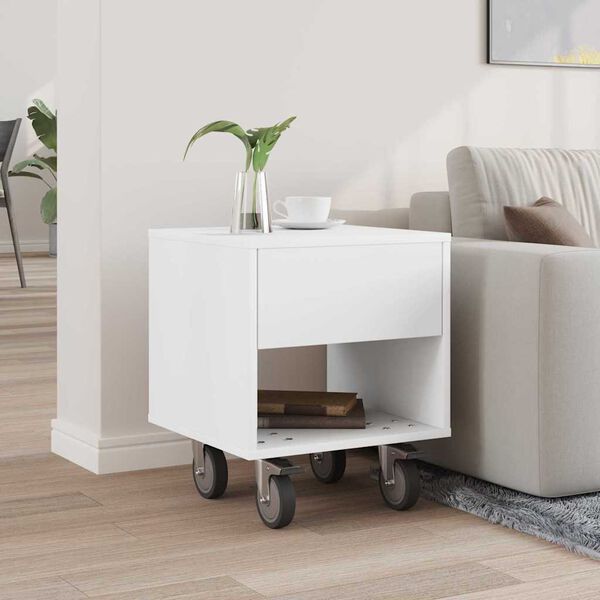 vidaXL Bedside Table White 40.5 x 40 x 48 cm Engineered Wood