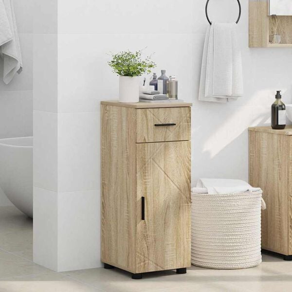 vidaXL Bathroom Cabinet with Drawer Sonoma Oak 30 x 35 x 80 cm