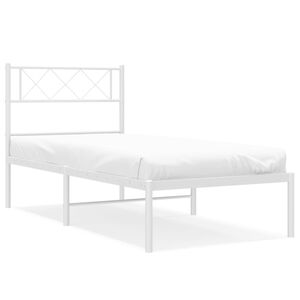 vidaXL Metal Bed Frame without Mattress with Headboard White 107x203cm