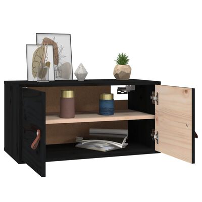 vidaXL Wall Cabinet Black 60x30x30 cm Solid Wood Pine