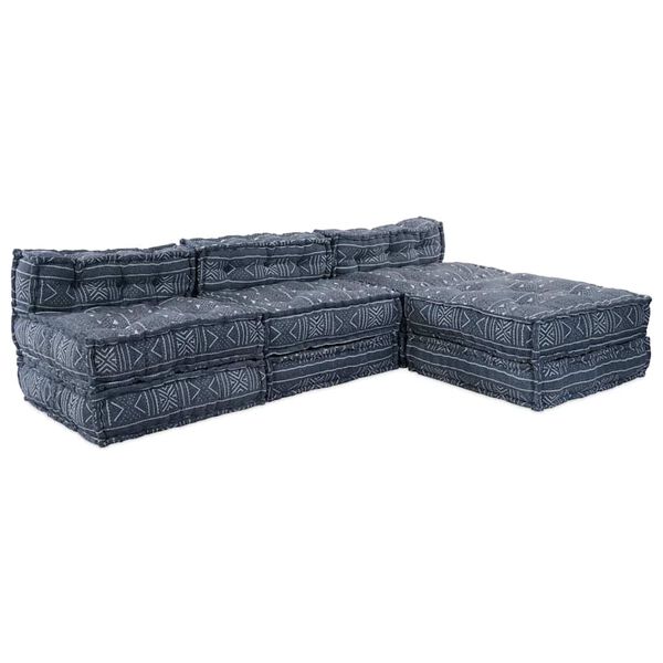 vidaXL Modular Sofa Geometric 4 pcs Indigo 70 x 70 x 56 cm Fabric