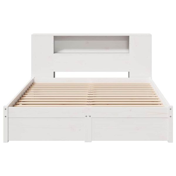 vidaXL Bookcase Bed without Mattress White 140x190cm Solid Wood Pine