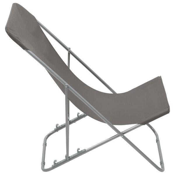 vidaXL Folding Beach Chairs 2 pcs Steel and Oxford Fabric Grey