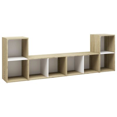 vidaXL TV Cabinets 4 pcs White and Sonoma Oak 72x35x36.5 cm Engineered Wood