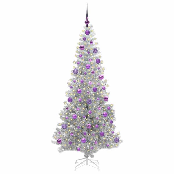 vidaXL Christmas Tree with 300 LEDs with Stand Silver 180 cm PET