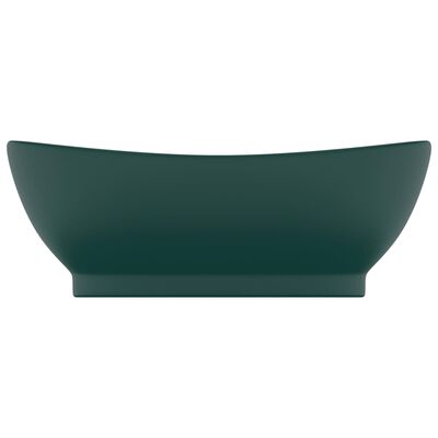 vidaXL Luxury Basin Overflow Oval Matt Dark Green 58.5x39 cm Ceramic