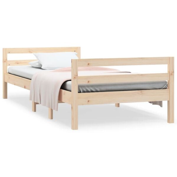 vidaXL Bed Frame without Mattress 75x190 cm Small Single Solid Wood Pine