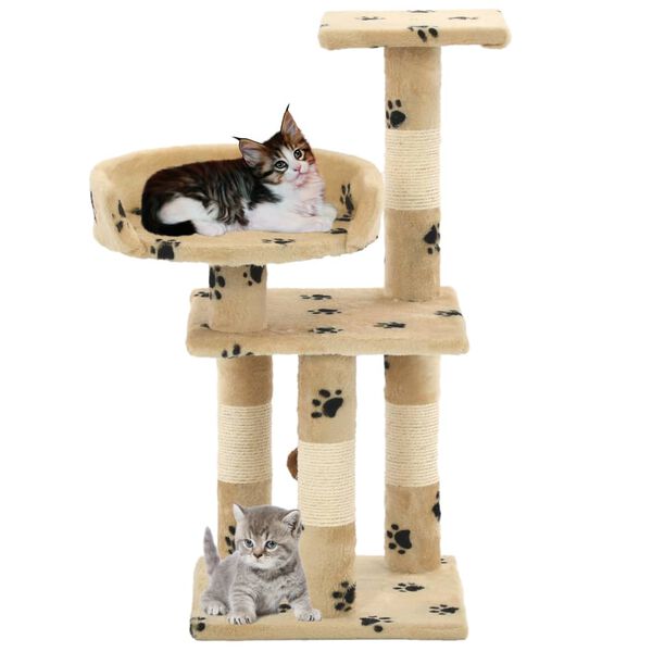 vidaXL Cat Tree with Sisal Scratching Posts 65 cm Paw Prints Beige