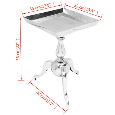 vidaXL Side Table Square Aluminium Silver