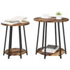vidaXL Side Table Set with Shelf 2 pcs Smoked Oak and Black